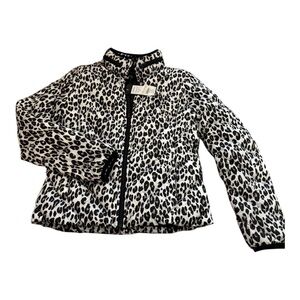 Bebe Medium Leopard Puffer Jacket Zip Coat Y2K Glam Streetwear Bold Winter NWT